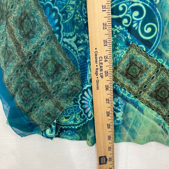 New Live and Let Live size 3X Green Blue Abstract Boho Layered Flowy Poncho Top - Picture 5 of 9
